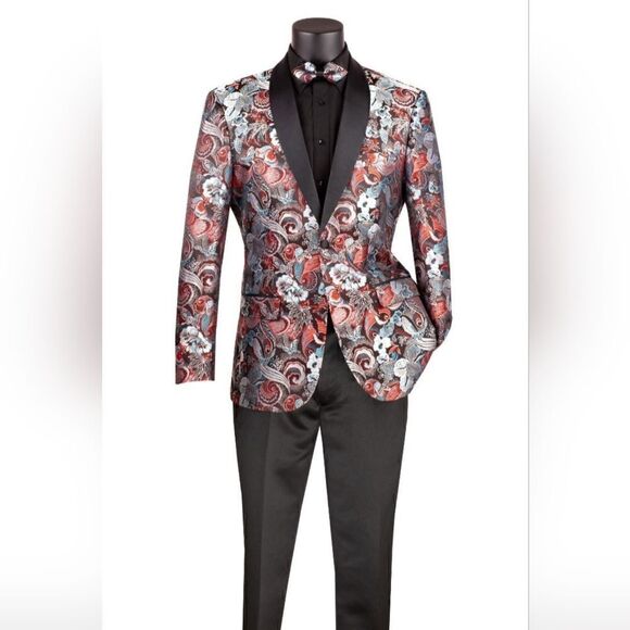 MEN'S VINCI 2 BUTTON MODERN FIT SPORT COAT FLORAL TRI-COLOR PATTERN. BM3 - Picture 1 of 1